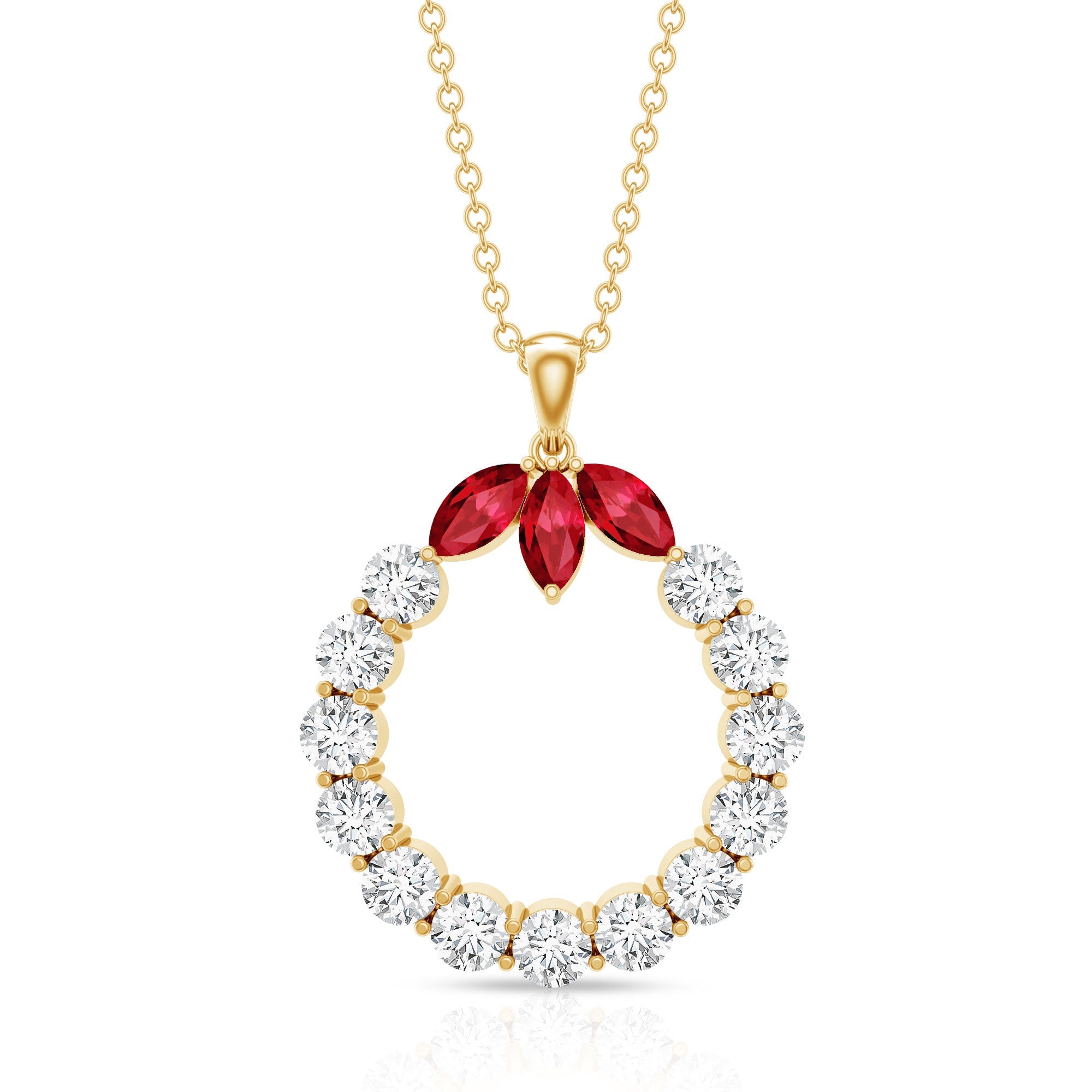 Lab Created Ruby and Moissanite Eternity Pendant Necklace