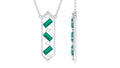 Real Emerald Geometric Dangle Necklace with Diamond