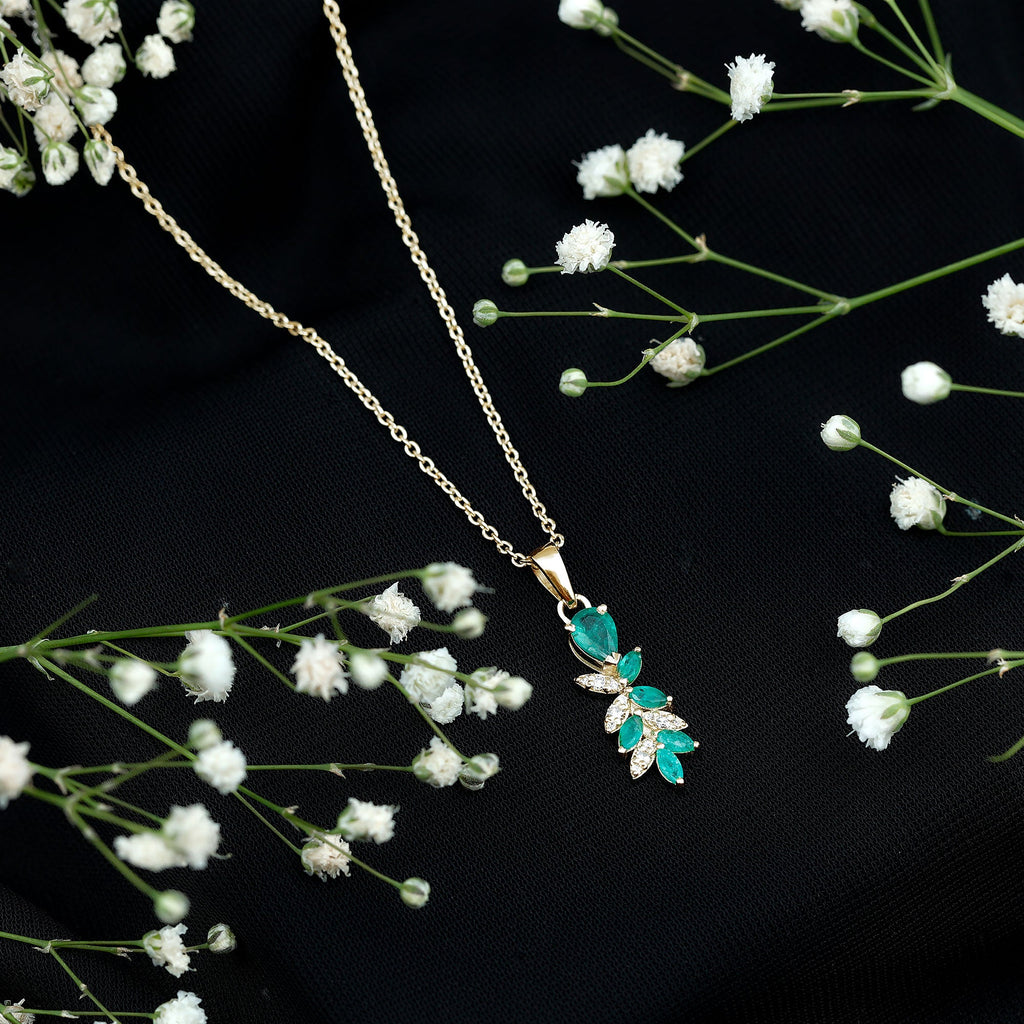 Genuine Emerald and Diamond Designer Bridal Necklace