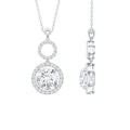 2 Carat Round Moissanite Wedding Dangle Necklace with Halo