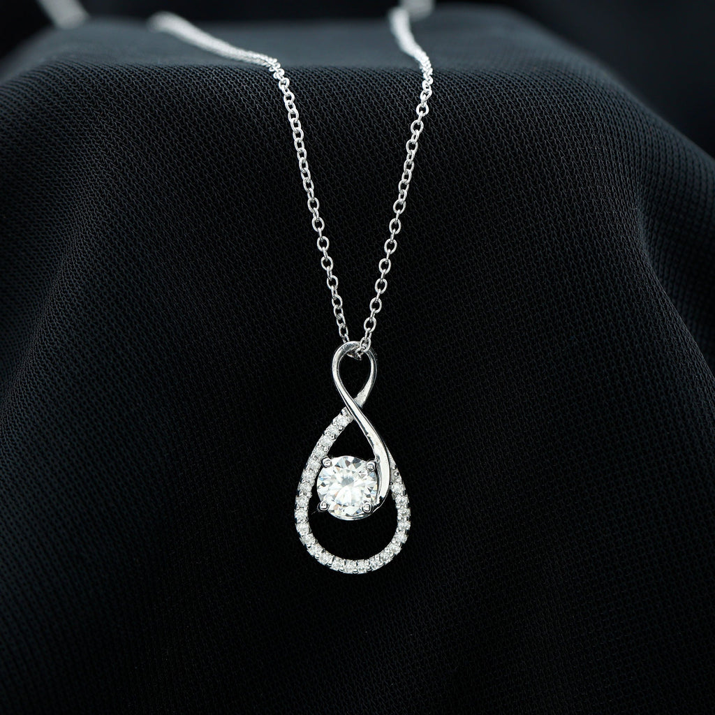 Certified Moissanite Infinity Pendant Necklace for Women