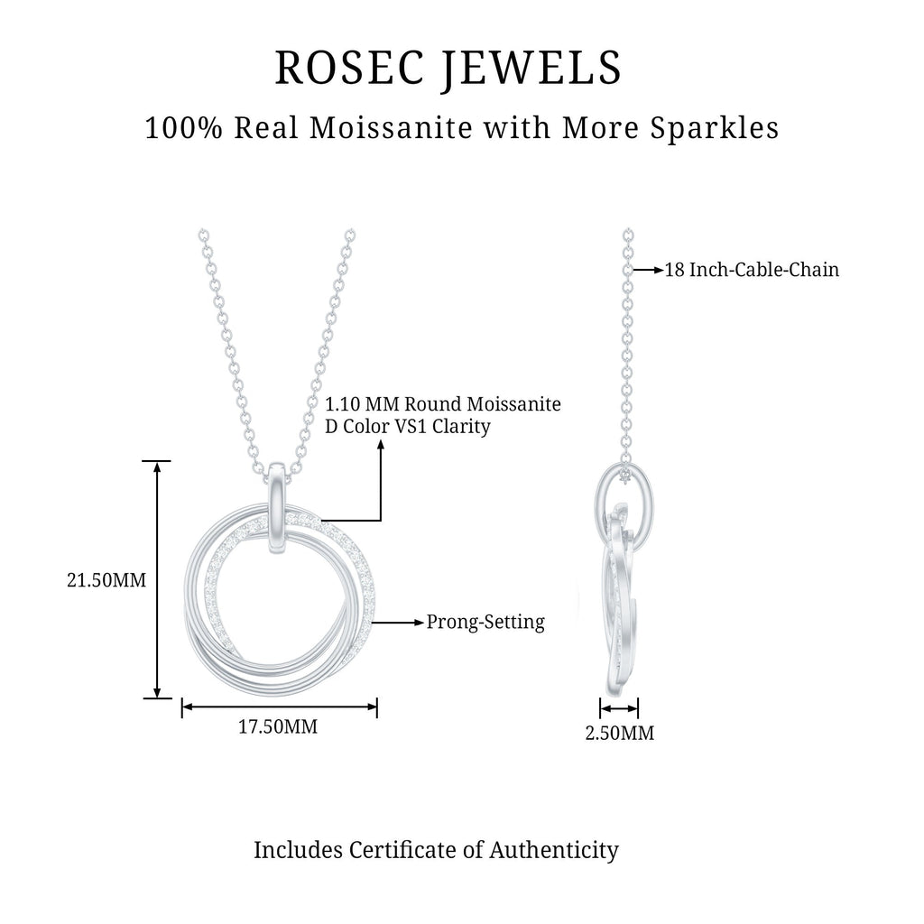 Womens Moissanite Eternity Necklace With Chain