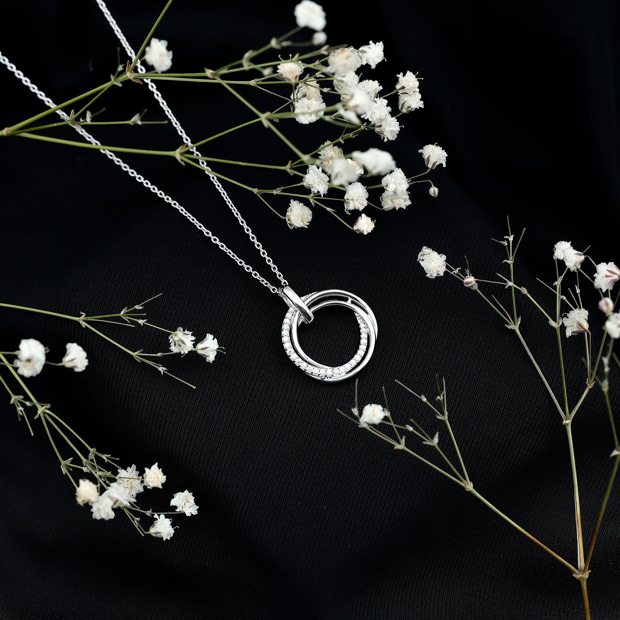 Womens Moissanite Eternity Necklace With Chain