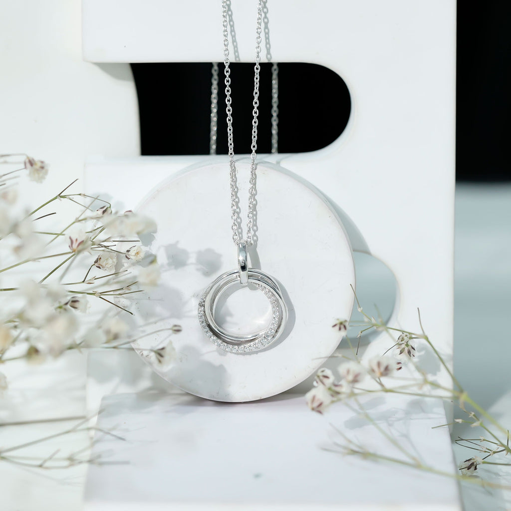 Womens Moissanite Eternity Necklace With Chain