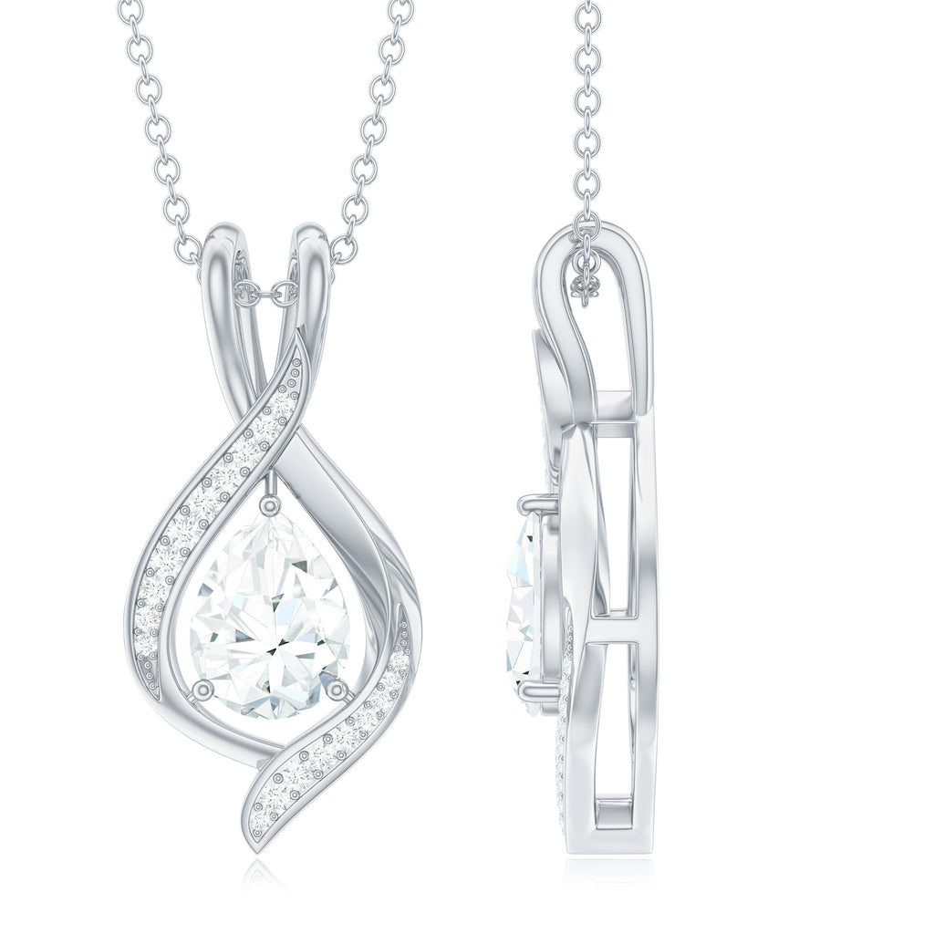 1.3 CT Certified Moissanite Teardrop Necklace for Women
