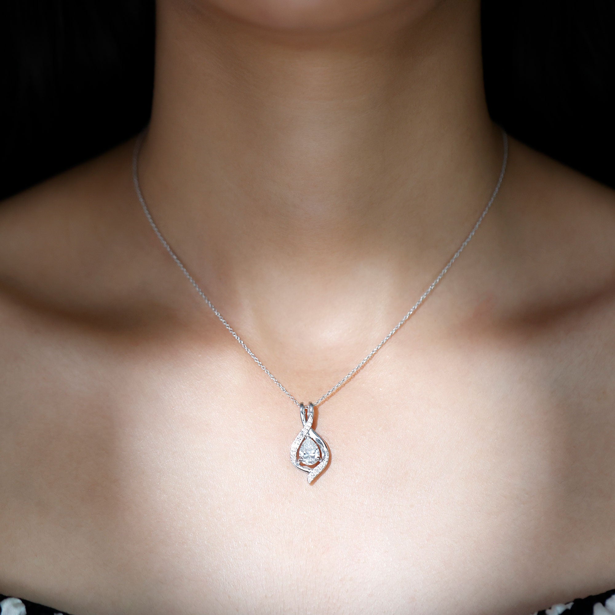 1.3 CT Certified Moissanite Teardrop Necklace for Women