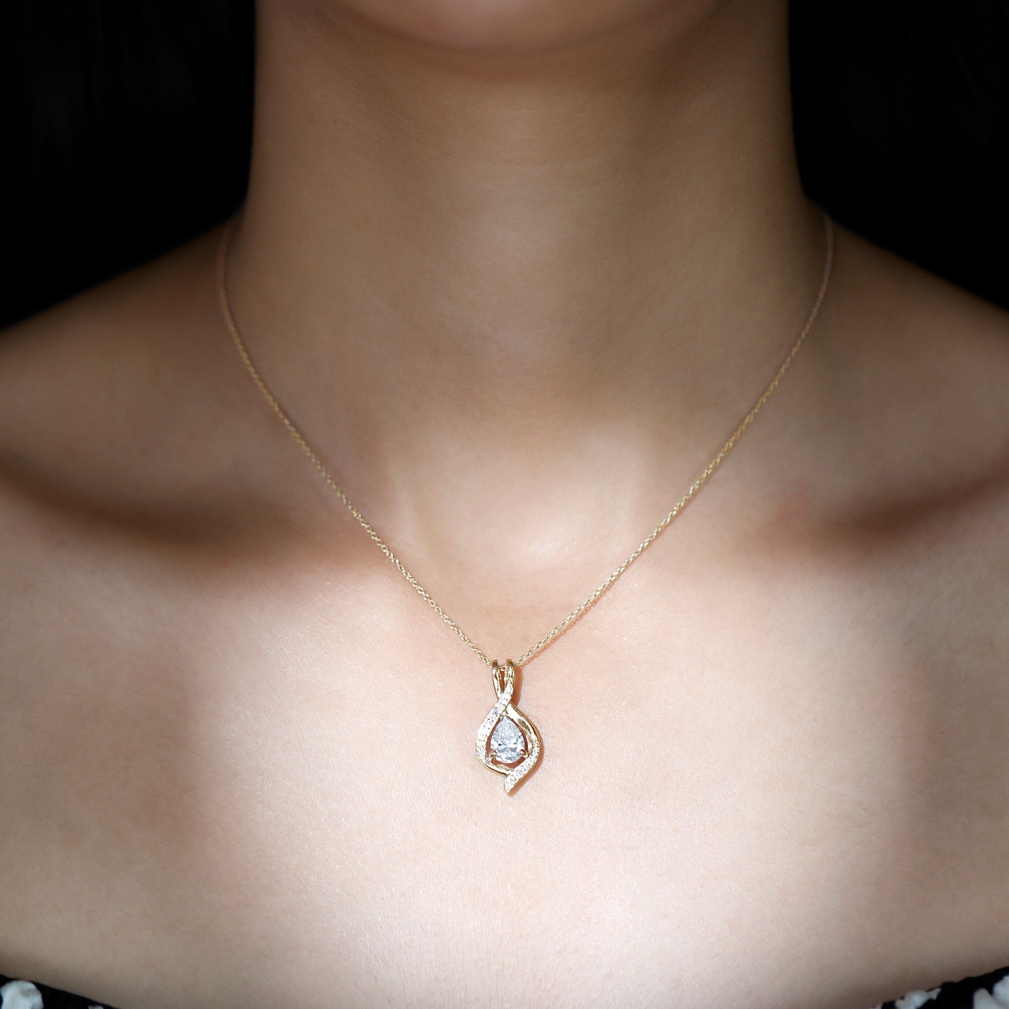1.3 CT Certified Moissanite Teardrop Necklace for Women