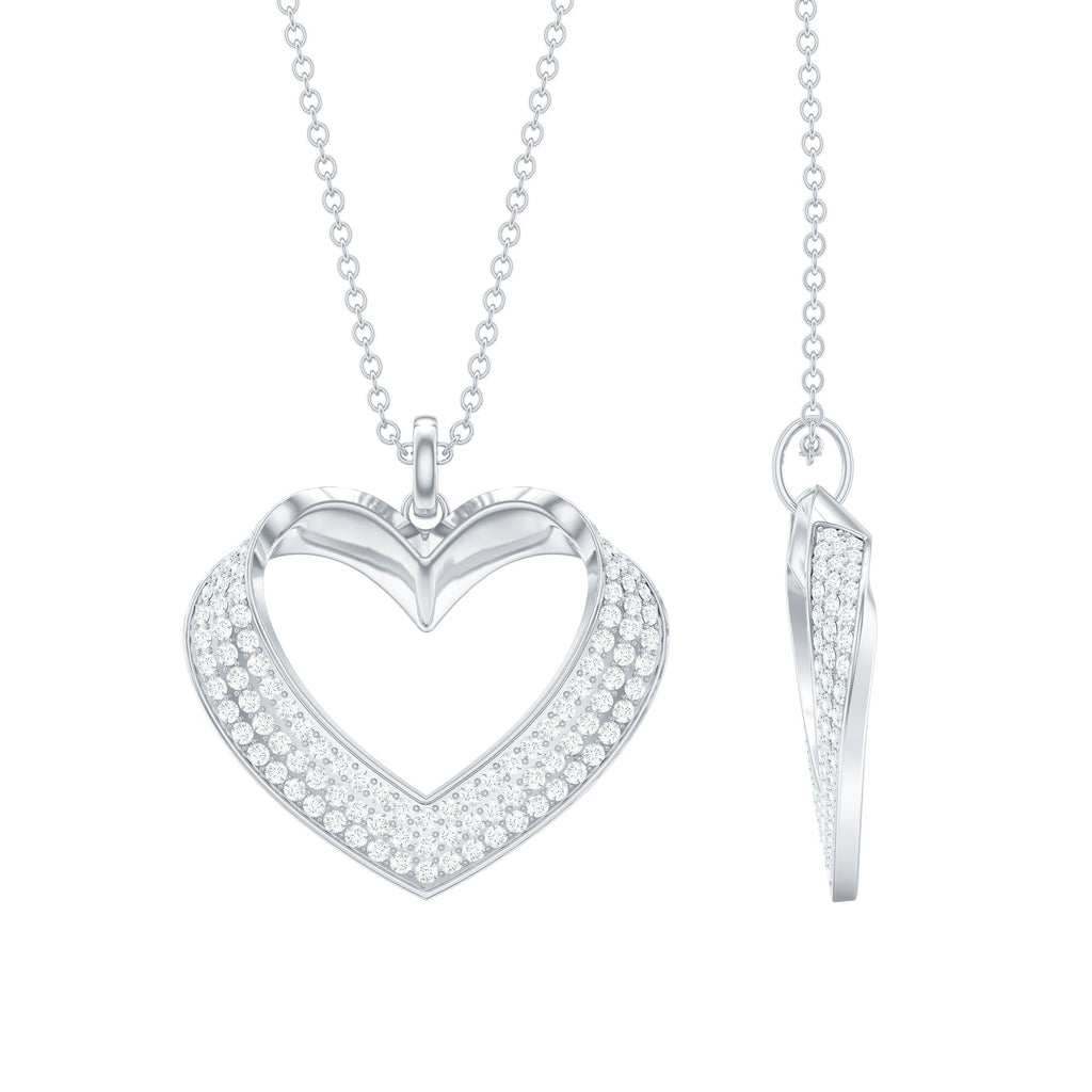 Certified Moissanite Heart Bridal Necklace With Chain
