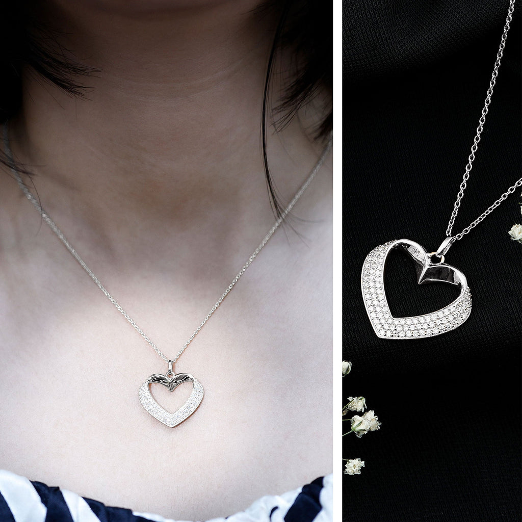 Certified Moissanite Heart Bridal Necklace With Chain