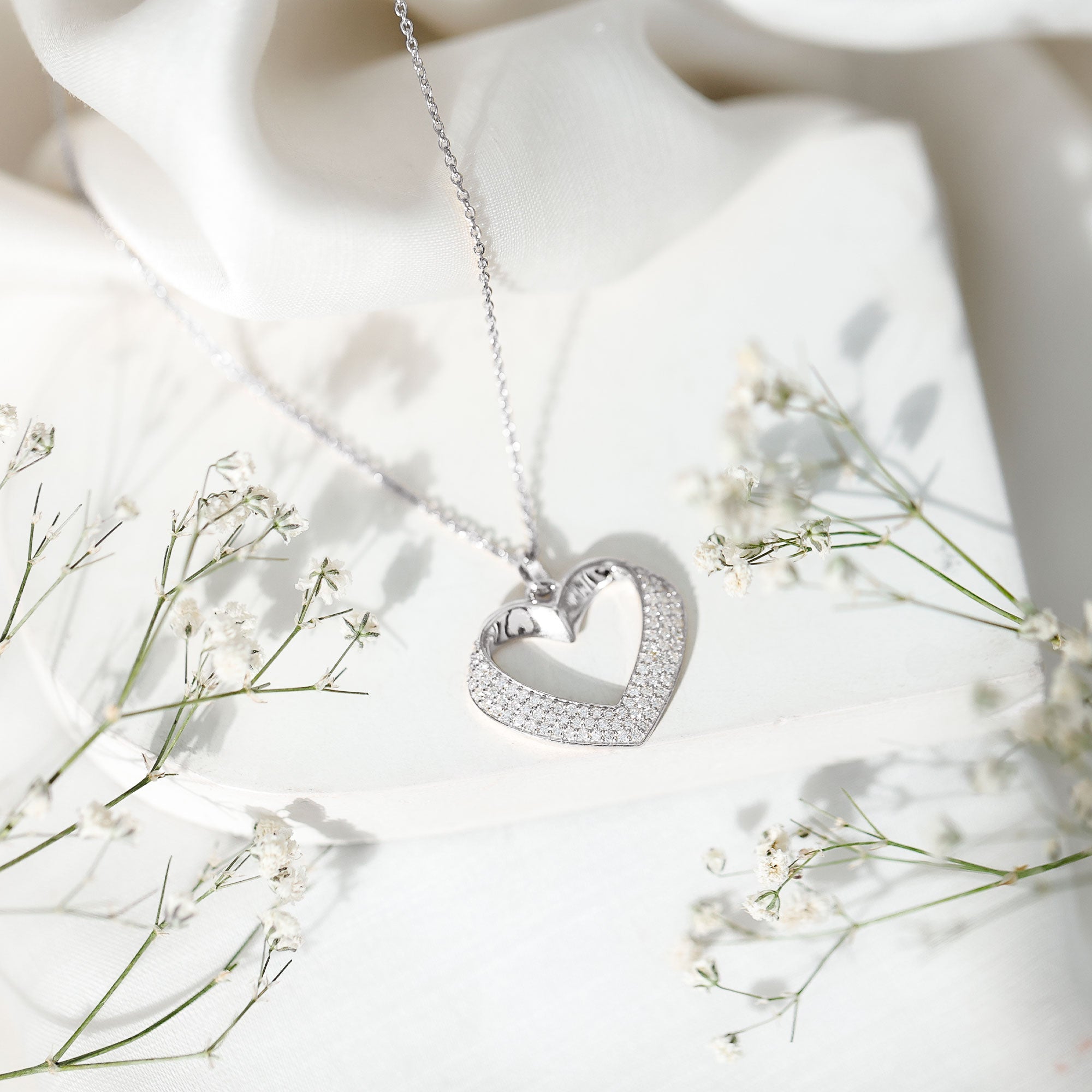 Certified Moissanite Heart Bridal Necklace With Chain