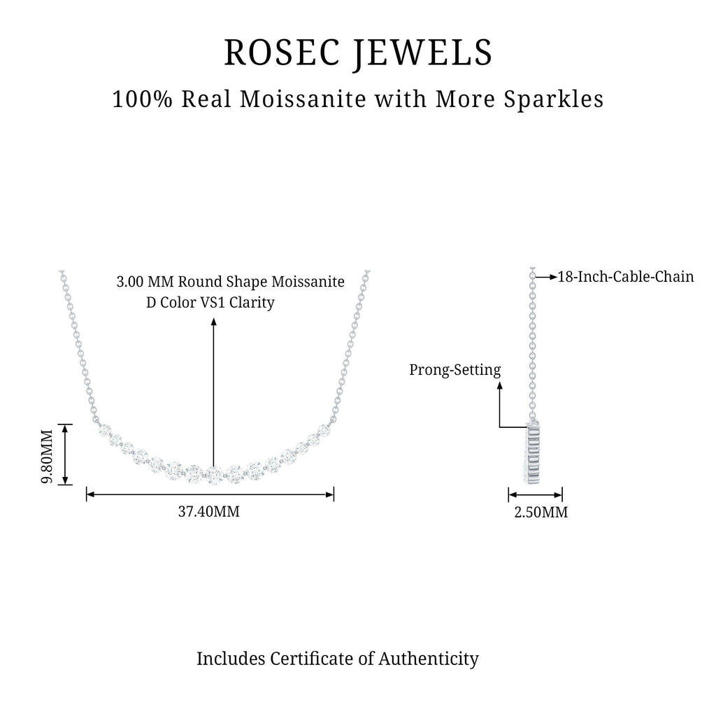 Moissanite Curved Bar Necklace for Women