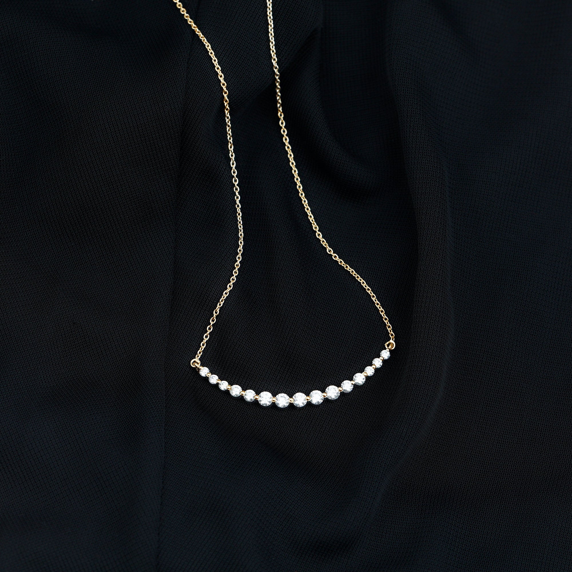 Moissanite Curved Bar Necklace for Women