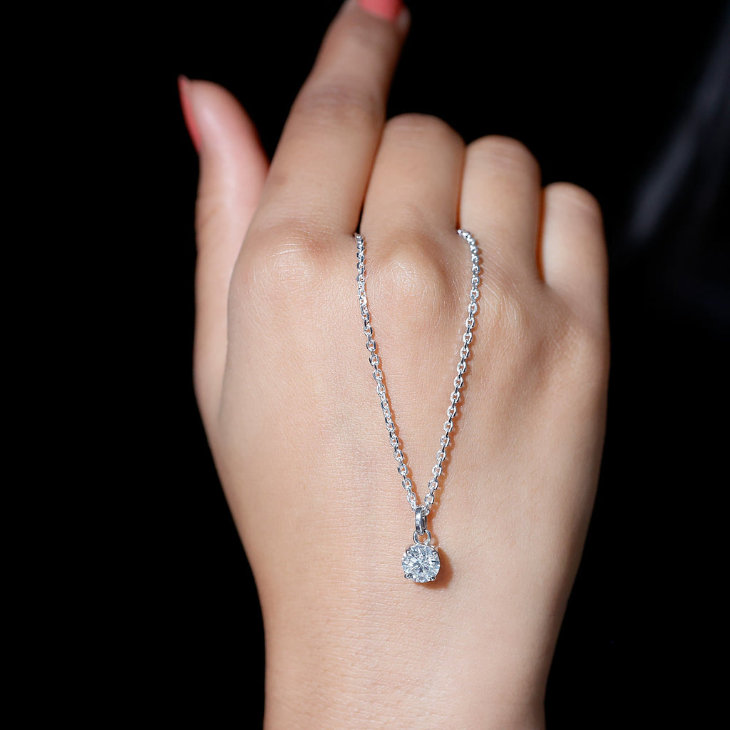 1.36 Carat Round Moissanite Solitaire Pendant Necklace in Prong Setting