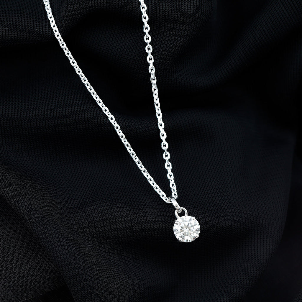 1.36 Carat Round Moissanite Solitaire Pendant Necklace in Prong Setting