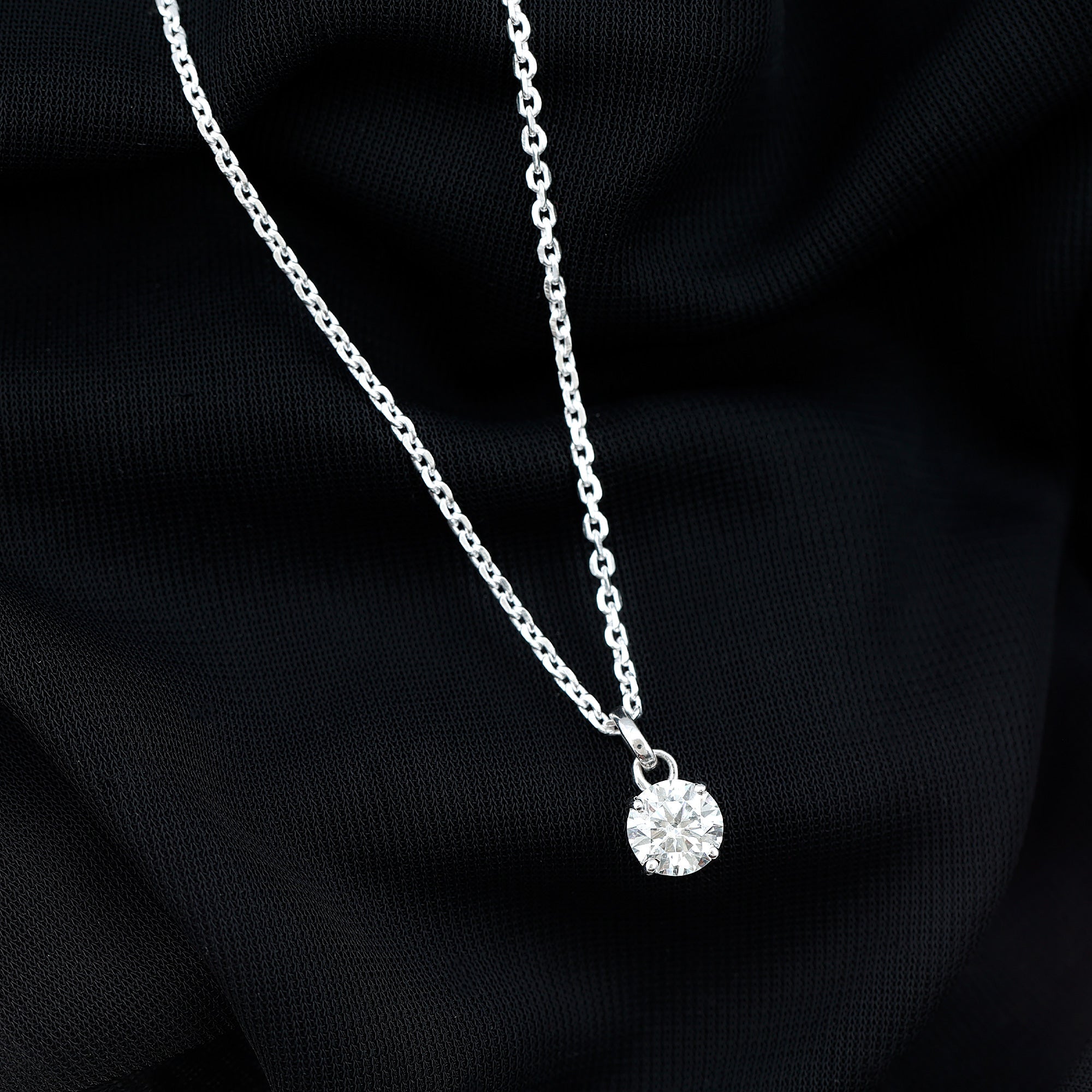 1.36 Carat Round Moissanite Solitaire Pendant Necklace in Prong Setting