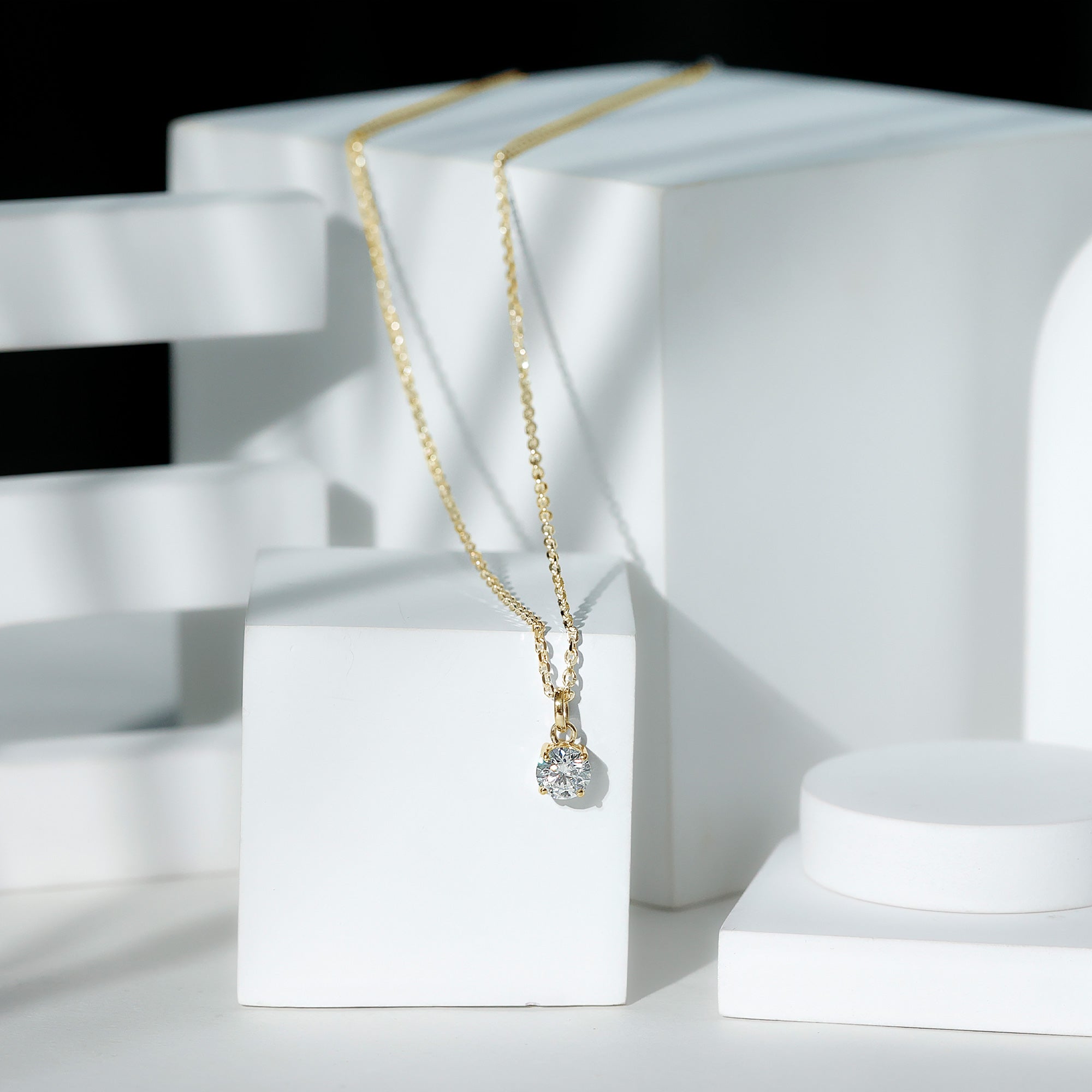 1.36 Carat Round Moissanite Solitaire Pendant Necklace in Prong Setting