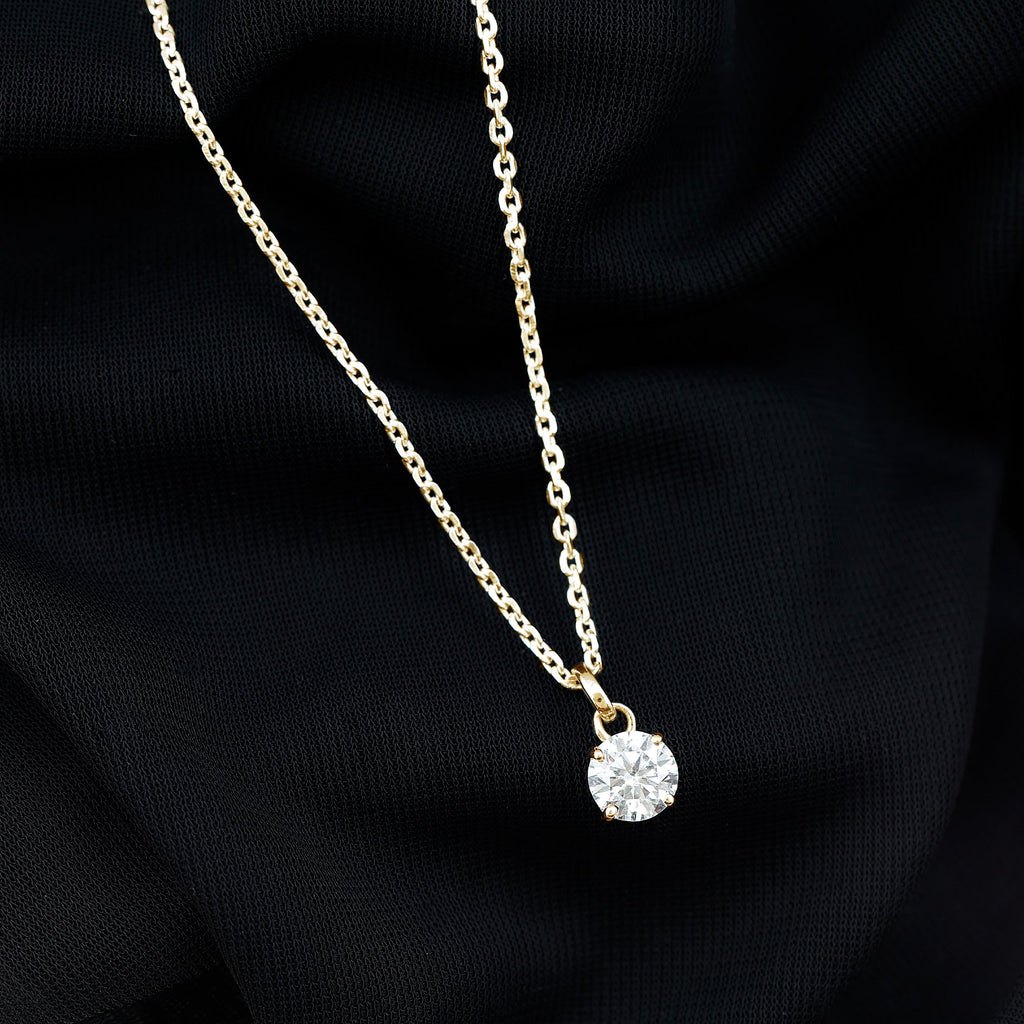 1.36 Carat Round Moissanite Solitaire Pendant Necklace in Prong Setting