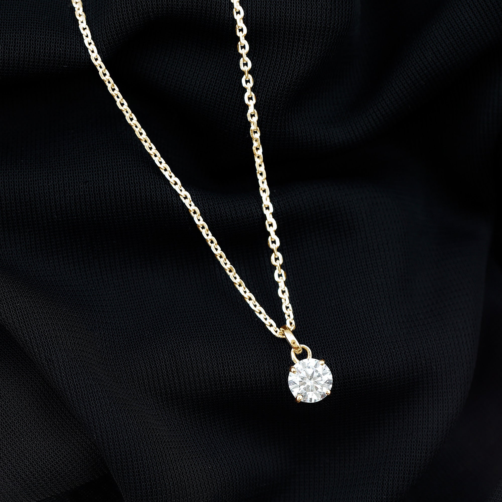 1.36 Carat Round Moissanite Solitaire Pendant Necklace in Prong Setting