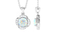 0.8 Carat Round Shape Ethiopian Opal and Diamond Flower Necklace