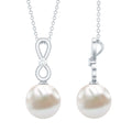 8 Carat Round Freshwater Pearl Drop Infinity Pendant with Diamond