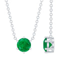 5MM Round Cut Solitaire Emerald Necklace in 6 Prong Setting
