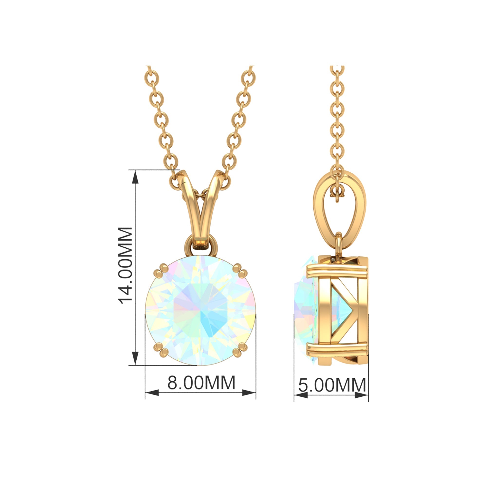 Genuine Ethiopian Opal Solitaire Necklace With Chain