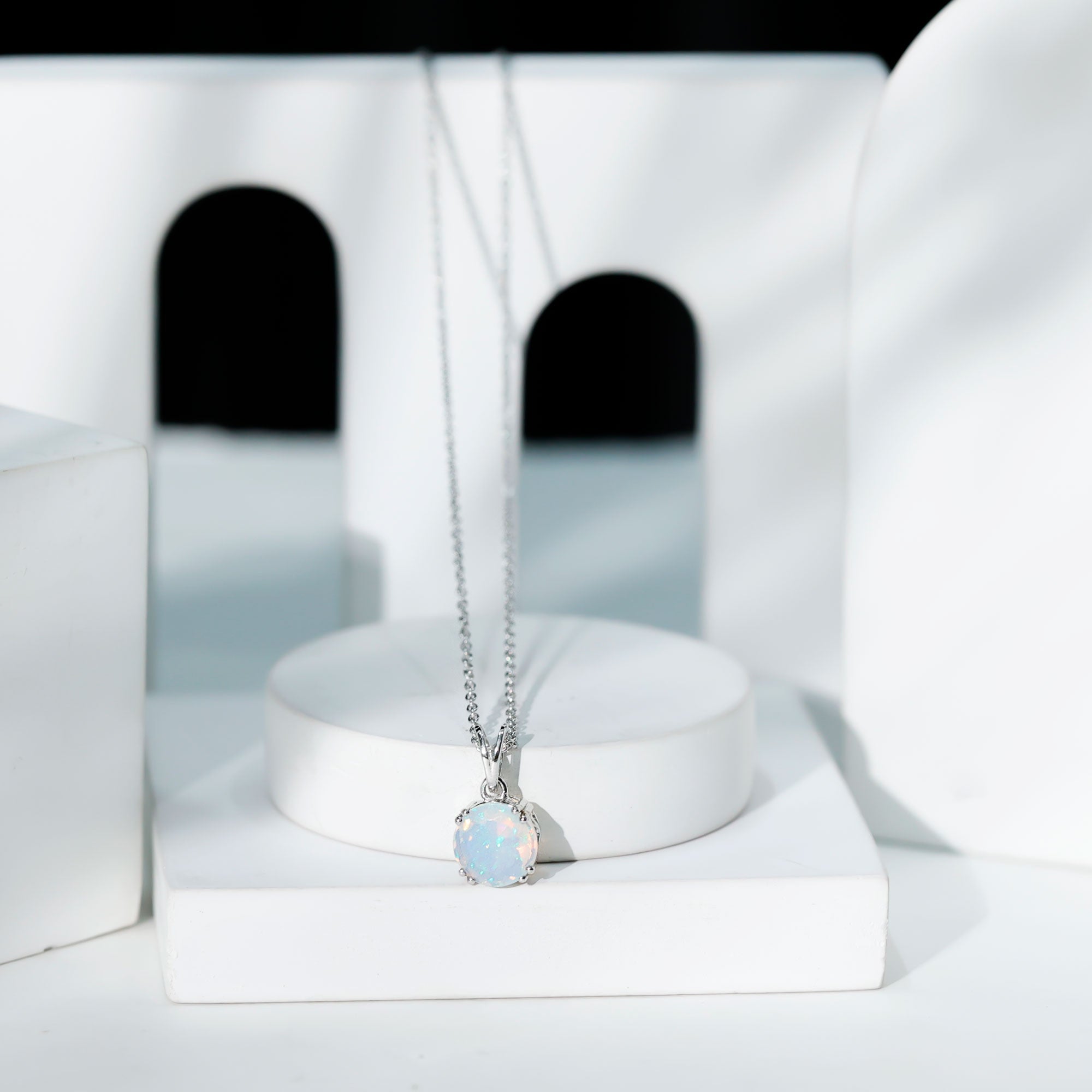 Genuine Ethiopian Opal Solitaire Necklace With Chain