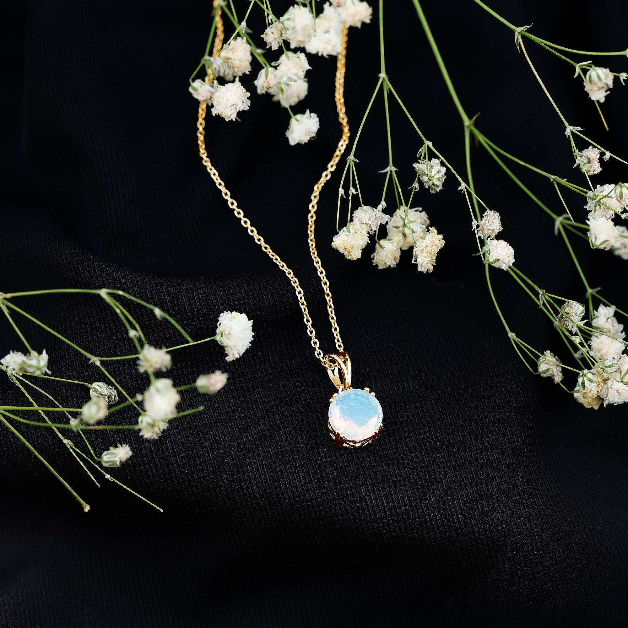 Genuine Ethiopian Opal Solitaire Necklace With Chain