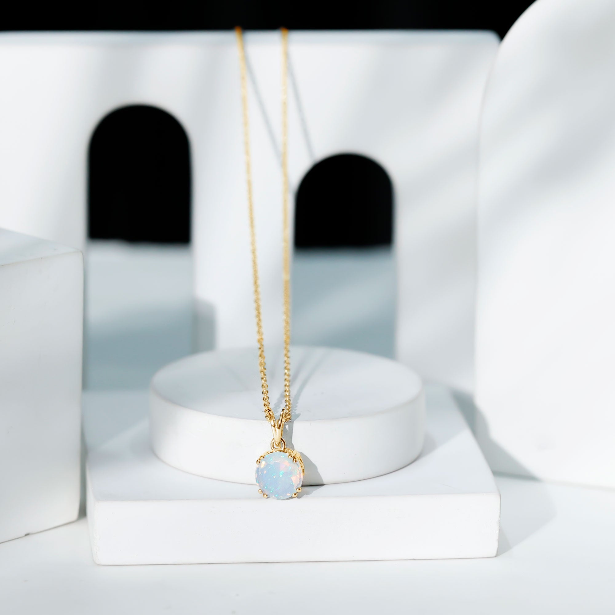Genuine Ethiopian Opal Solitaire Necklace With Chain