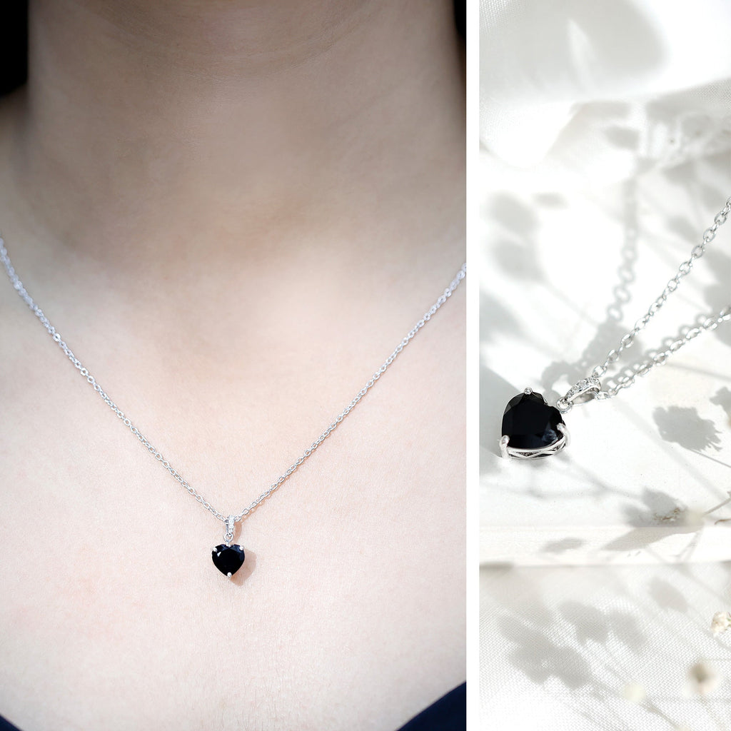 2 Carat Black Onyx Heart Pendant with Diamond