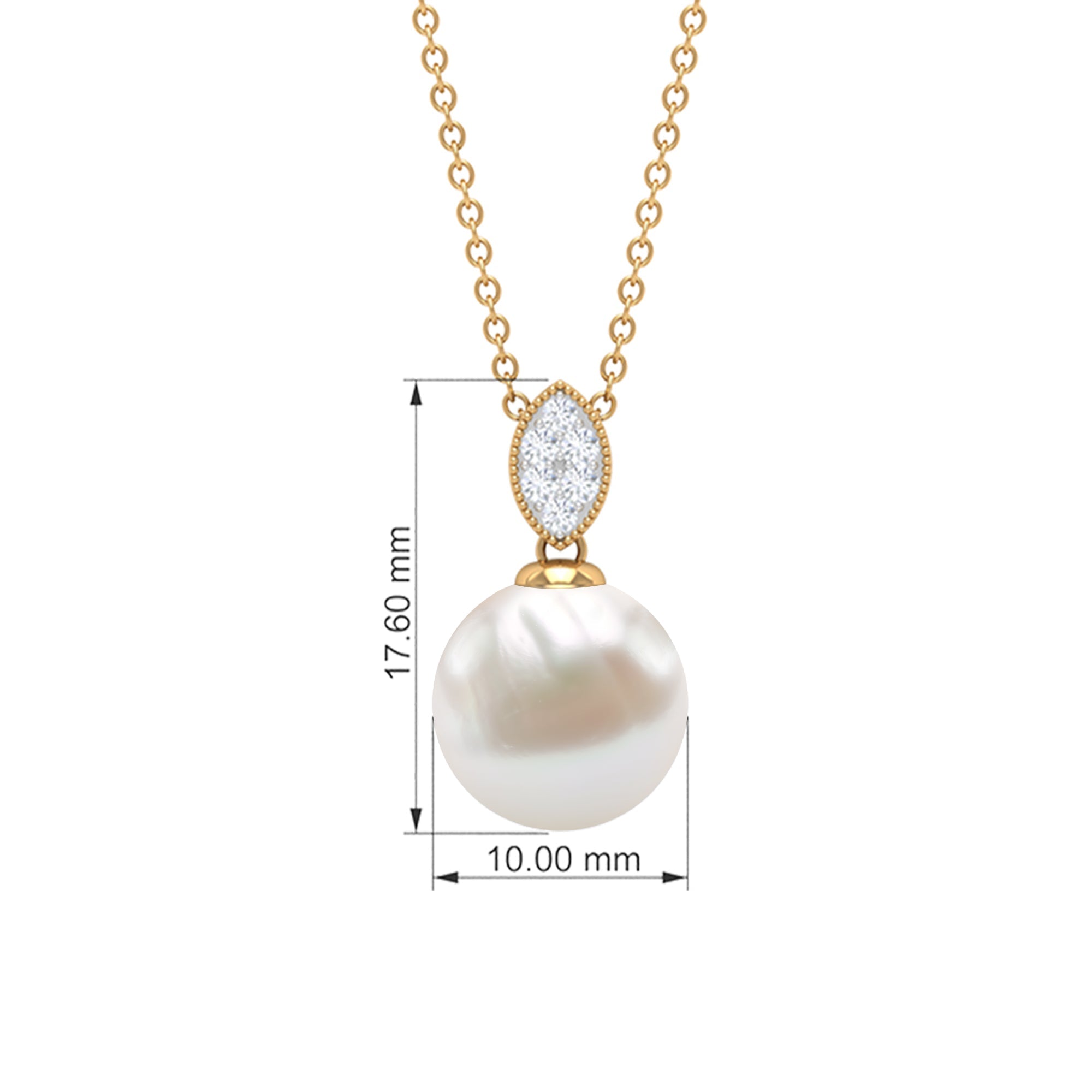 8 Carat Freshwater Pearl Drop Pendant with Diamond