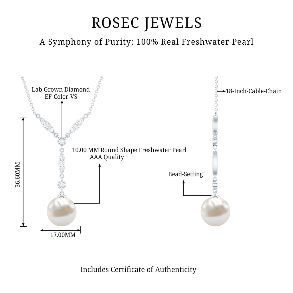 Natural Freshwater Pearl Bridal Necklace With Lab Diamond