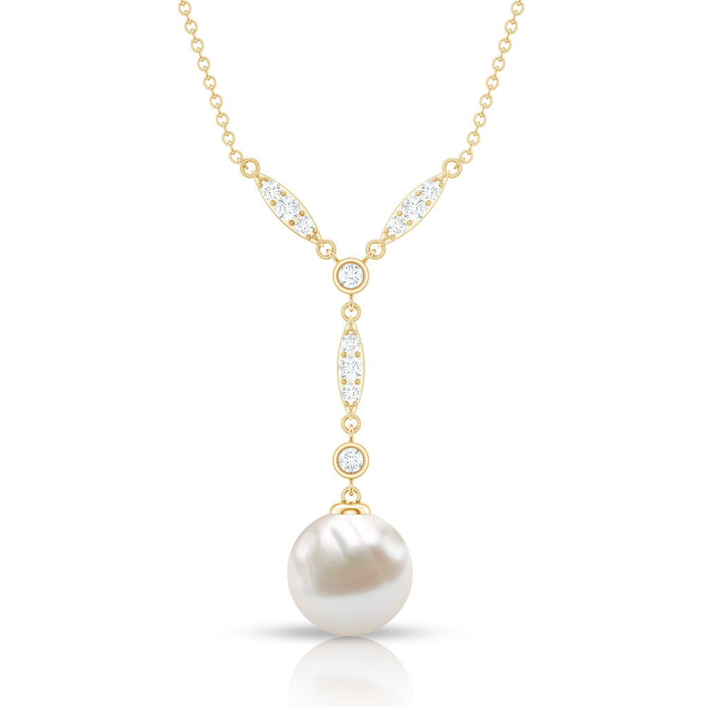 Natural Freshwater Pearl Bridal Necklace With Lab Diamond