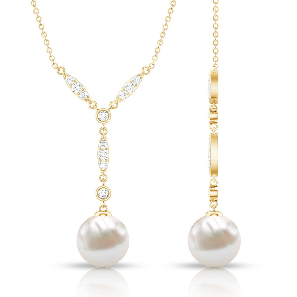 Natural Freshwater Pearl Bridal Necklace With Lab Diamond