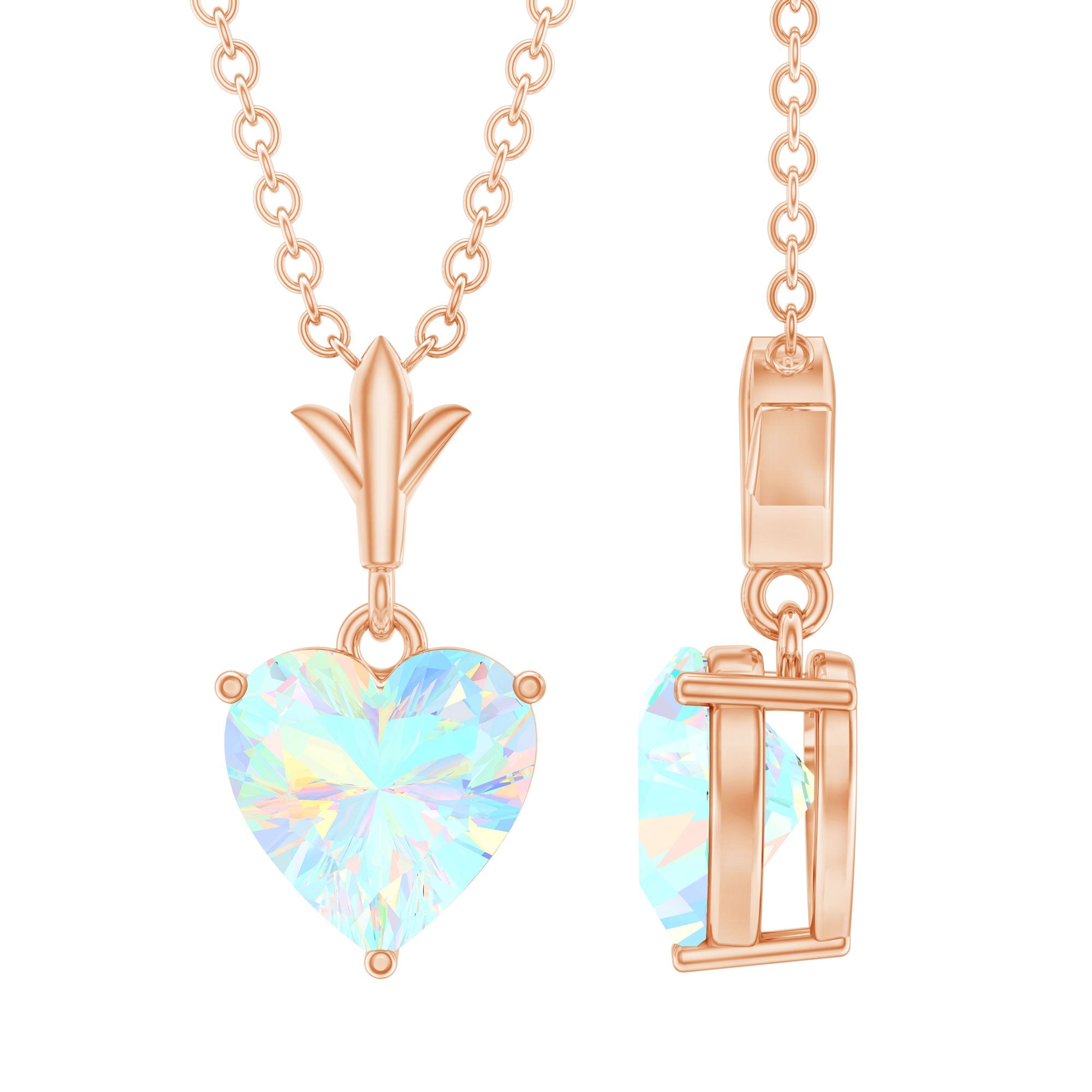 0.75 Carat Heart Shape Ethiopian Opal Necklace With Chain