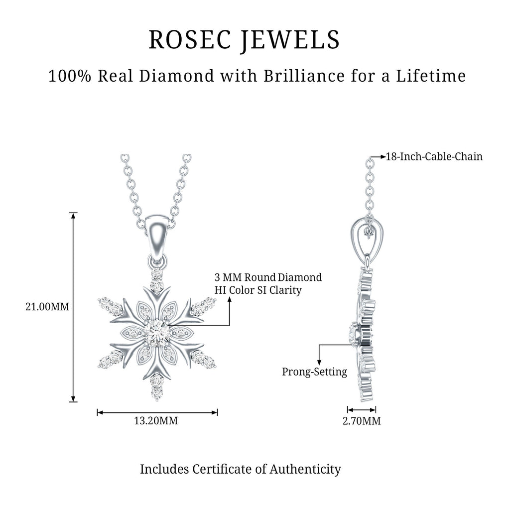 Certified Diamond Snowflake Christmas Necklace