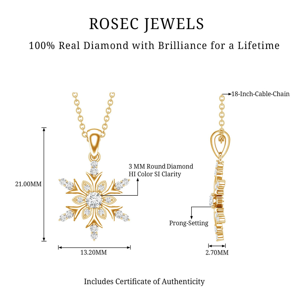 Certified Diamond Snowflake Christmas Necklace