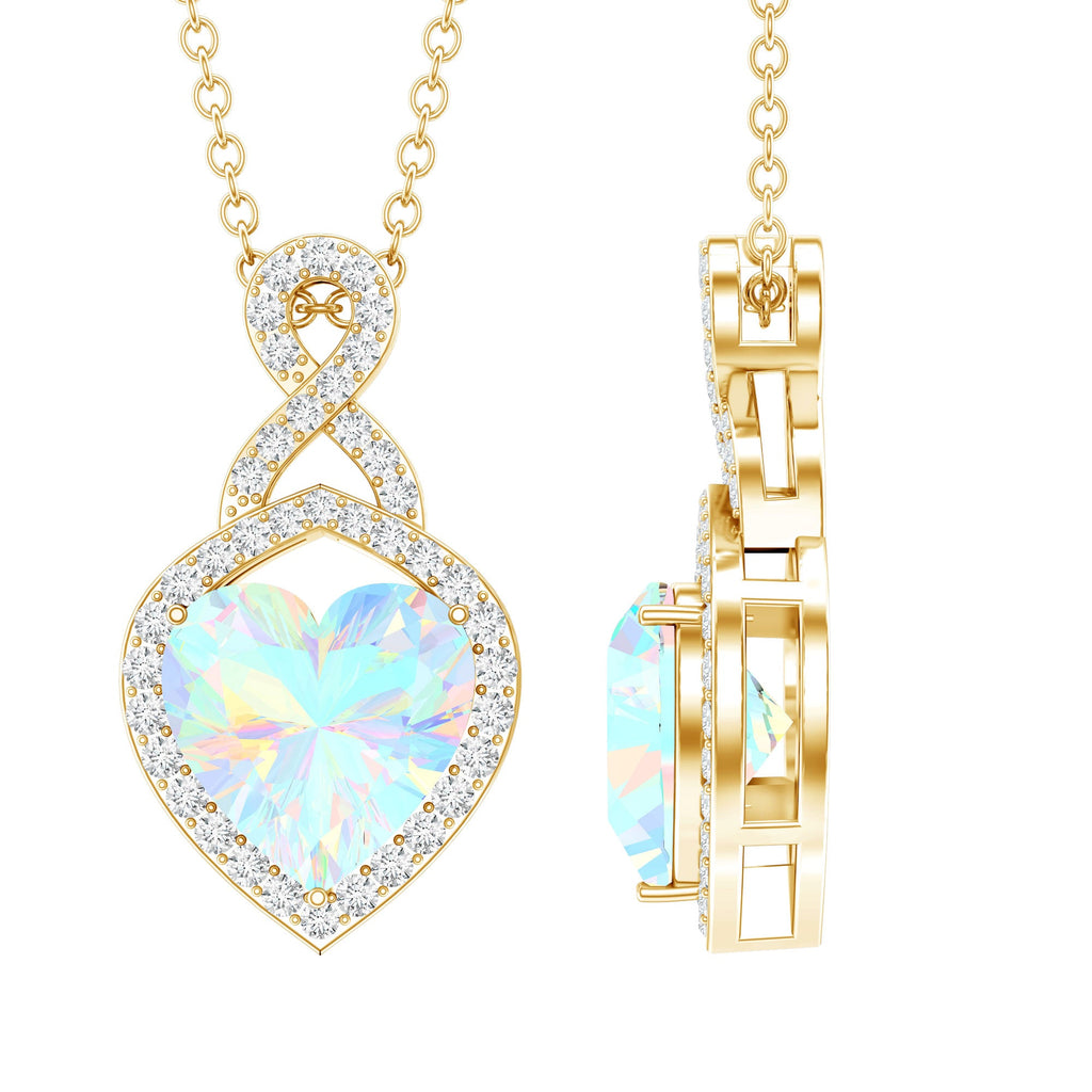 2 Carat Heart Shape Ethiopian Opal Infinity Pendant with Diamond