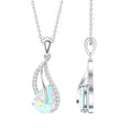 2 Carat Pear Shaped Ethiopian Opal and Diamond Leaf Pendant
