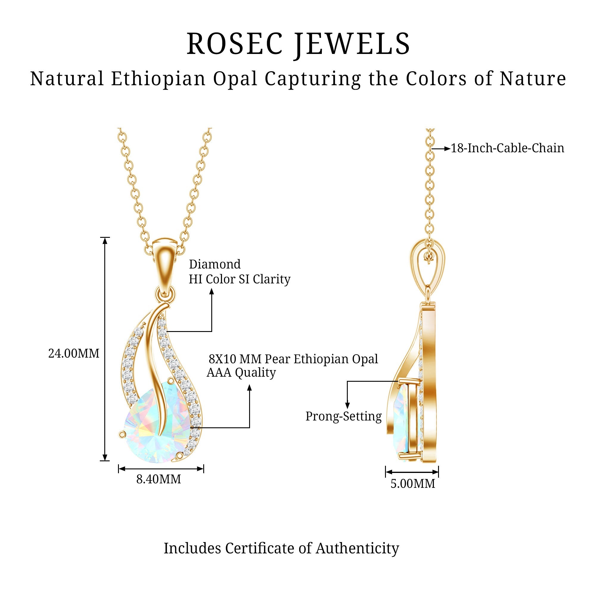 2 Carat Pear Shaped Ethiopian Opal and Diamond Leaf Pendant