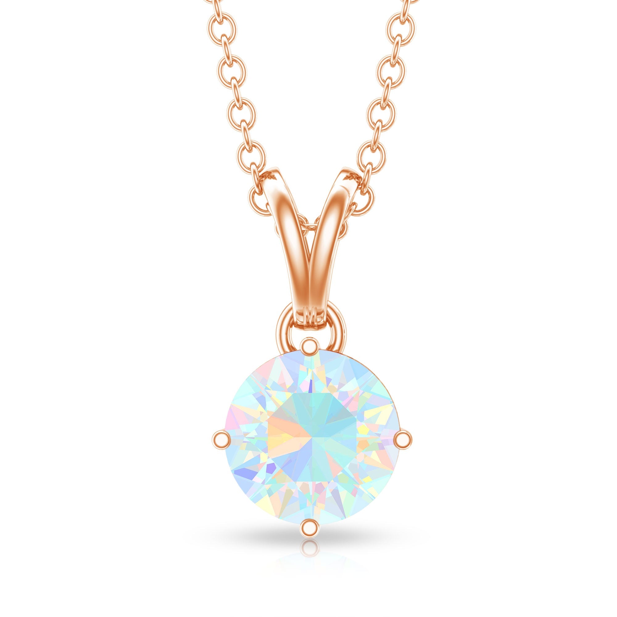 1/2 CT Round Cut Ethiopian Opal Solitaire Pendant