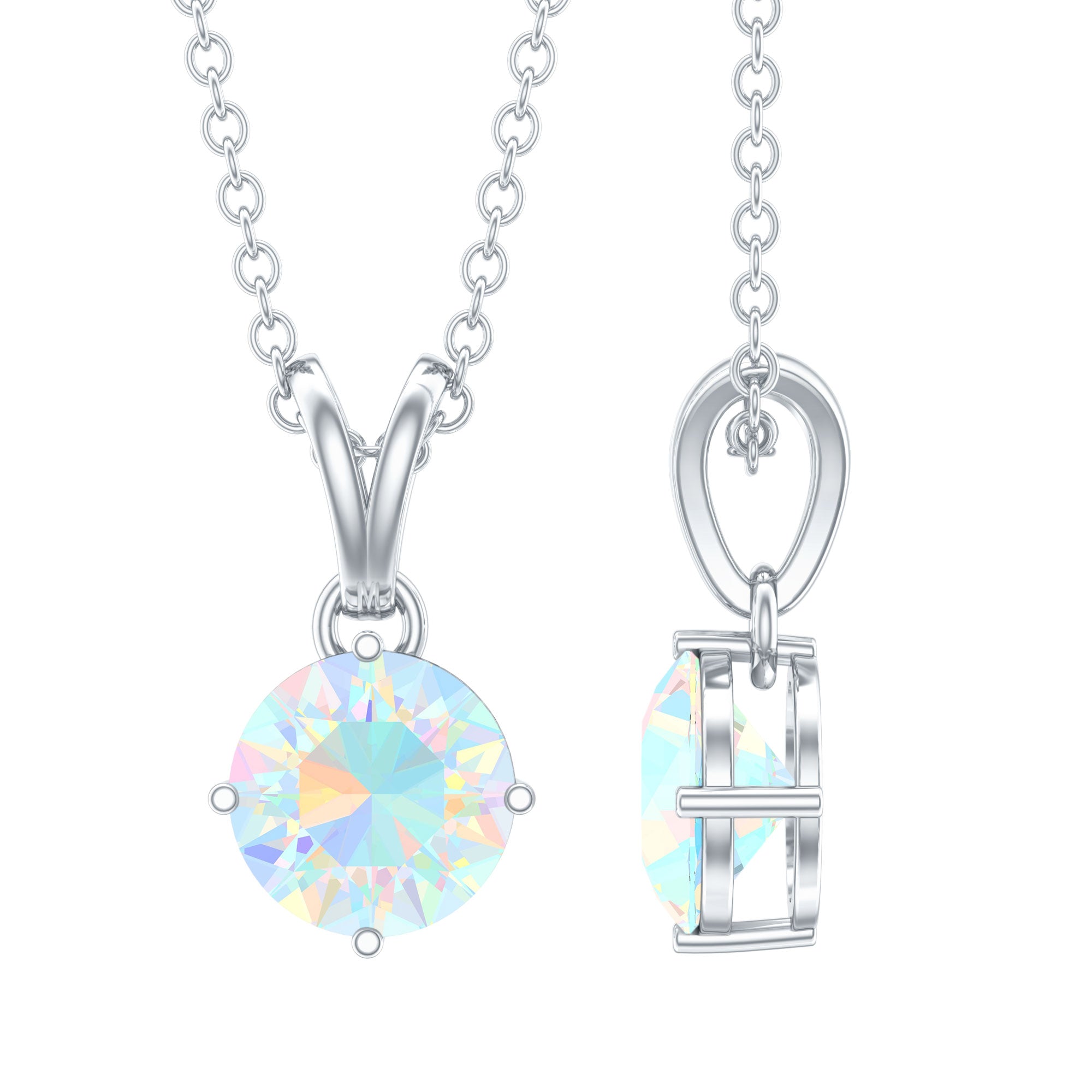 1/2 CT Round Cut Ethiopian Opal Solitaire Pendant