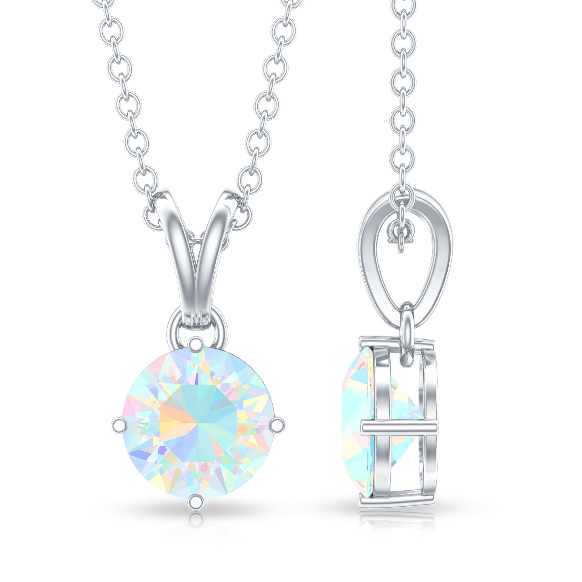 1/2 CT Round Cut Ethiopian Opal Solitaire Pendant