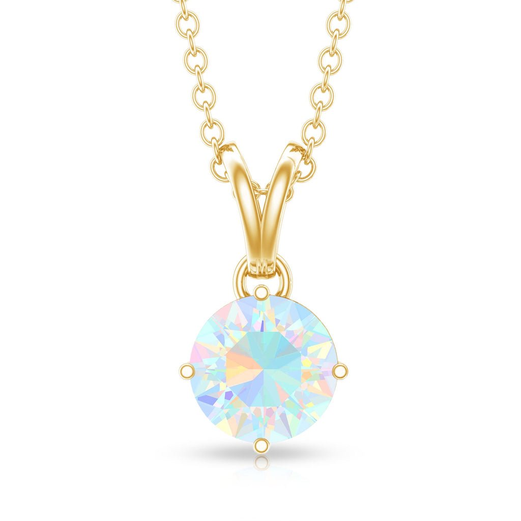 1/2 CT Round Cut Ethiopian Opal Solitaire Pendant