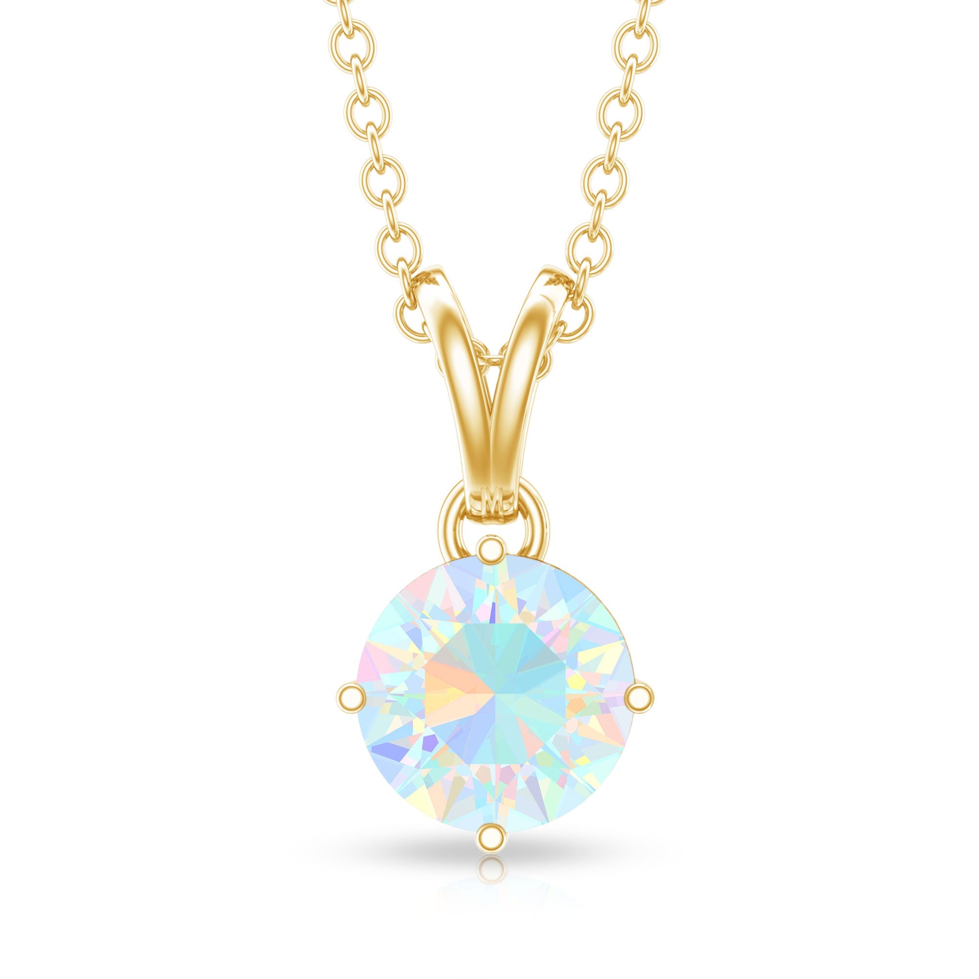 1/2 CT Round Cut Ethiopian Opal Solitaire Pendant