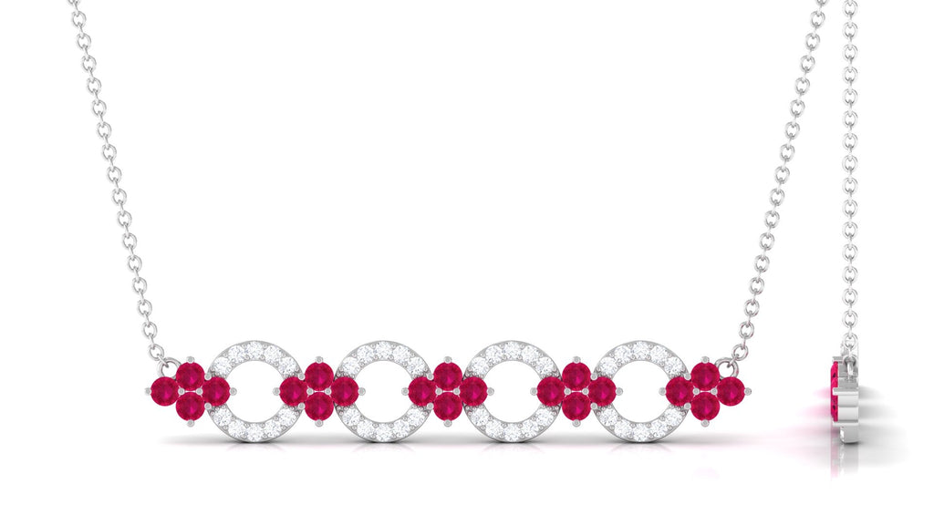 Genuine Ruby and Diamond Bridal Bar Necklace