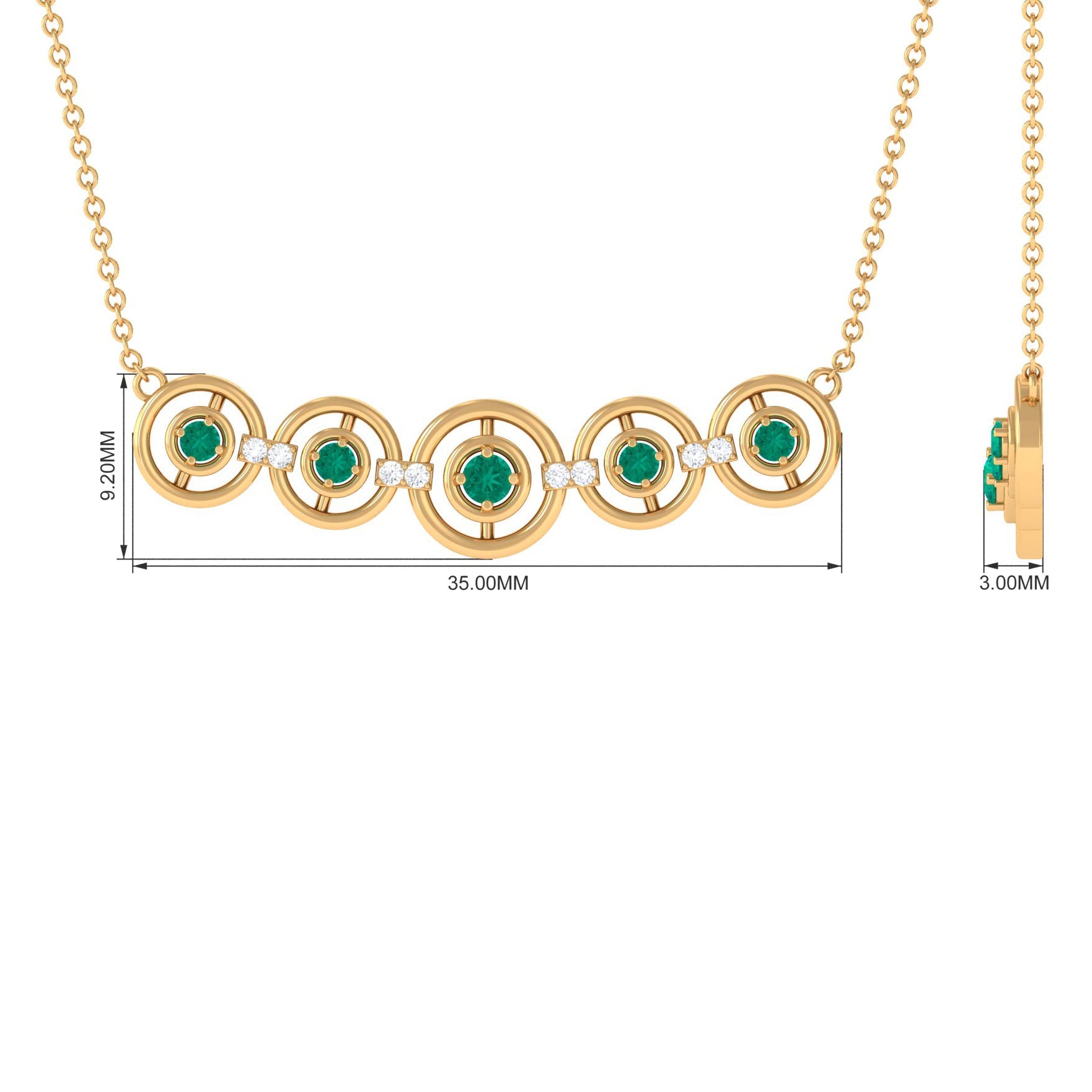Contemporary Emerald Bar Necklace with Diamond