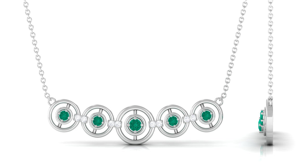 Contemporary Emerald Bar Necklace with Diamond
