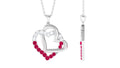 Real Ruby and Moissanite Interlock Heart Pendant