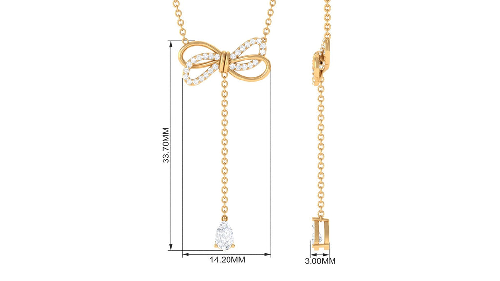 Certified Diamond Drop Bow Necklace